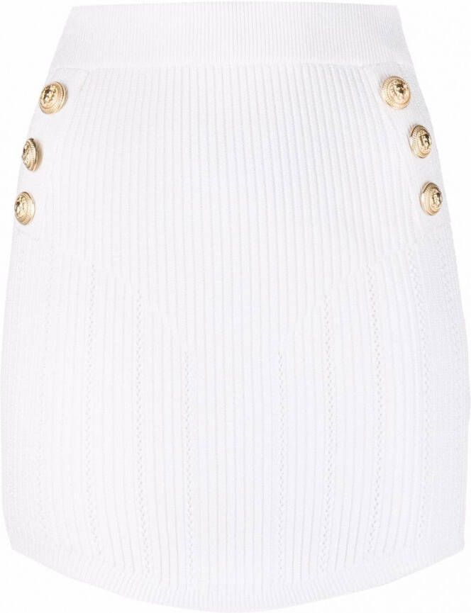 Balmain Ribgebreide mini-rok Wit