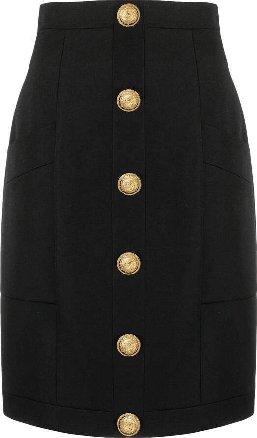Balmain Rok verfraaid met knoop Zwart