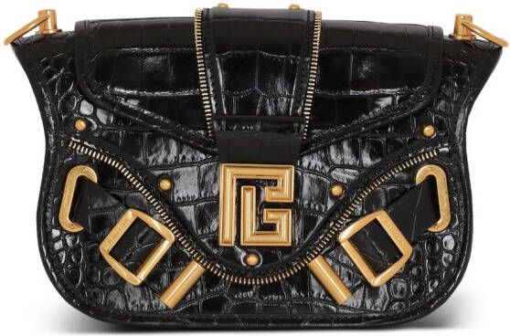 Balmain Schoudertas met logoplakkaat Zwart