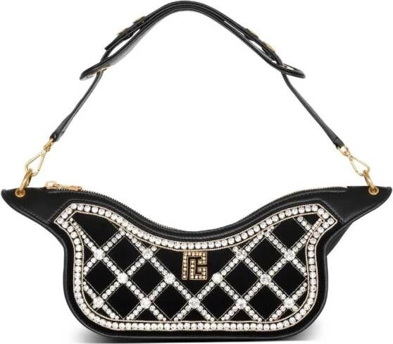 Balmain Blaze clutch van geborduurd fluweel met parels Black Dames