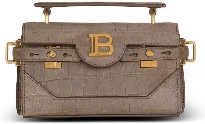 Balmain B-Buzz 19 tas in krokodileffect-geëmbosseerd leer Gray Dames