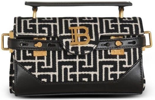 Balmain Crossbody bags Shoulder Bag Bbuzz 19 Monogram Jacquard in zwart