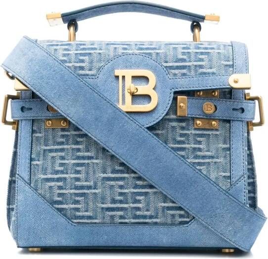 Balmain Shopper met monogram jacquard Blauw