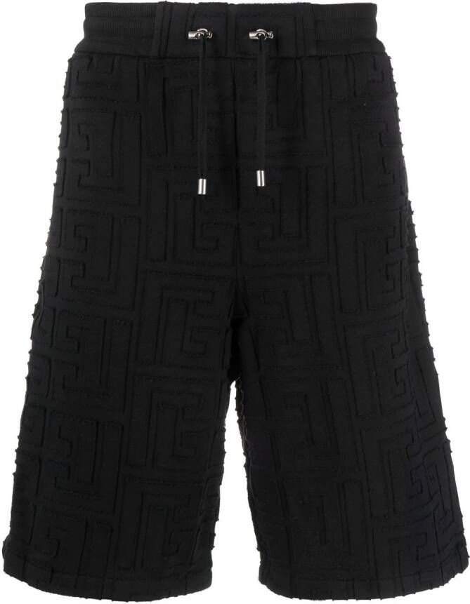 Balmain Shorts met geborduurd logo Zwart