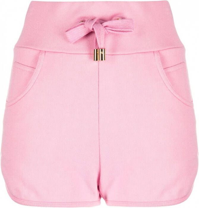 Balmain Shorts met logo-reliëf Roze