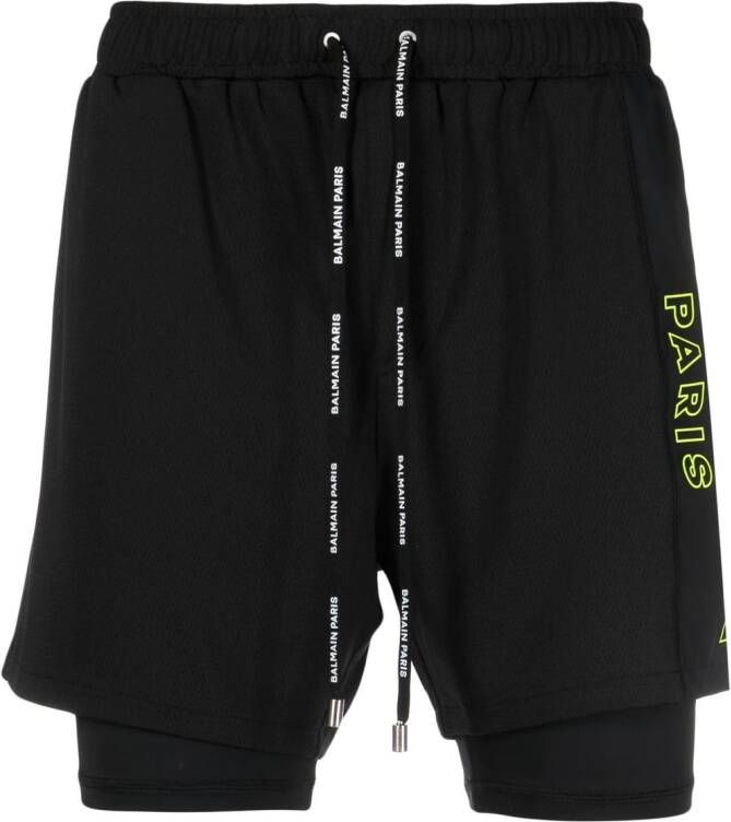 Balmain Shorts met logoprint Zwart
