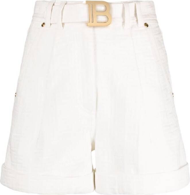 Balmain Shorts met monogram jacquard Wit