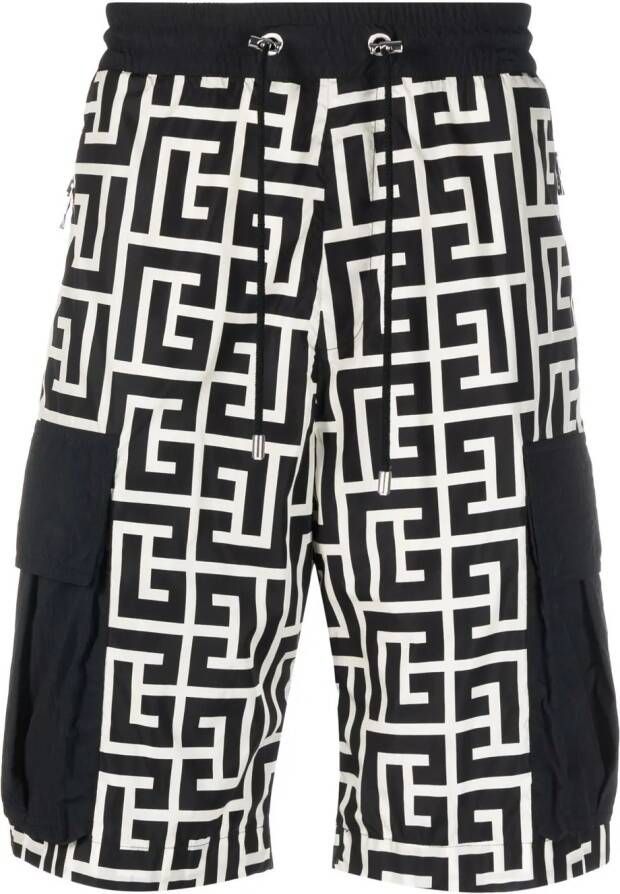 Balmain Shorts met monogramprint Zwart