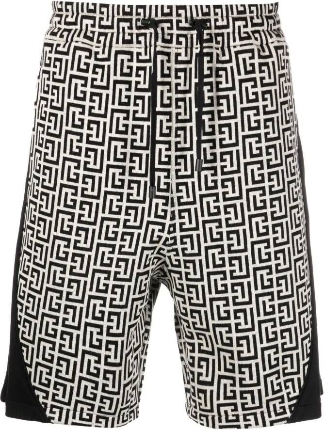 Balmain Shorts met monogramprint Zwart