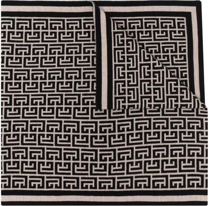 Balmain Wollen sjaal met monogram Black Dames