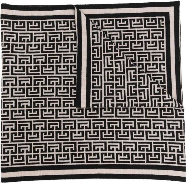 Balmain Wollen sjaal met monogram Black Heren