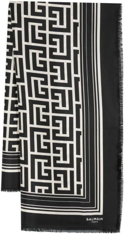 Balmain Sjaal met monogram-patroon Zwart