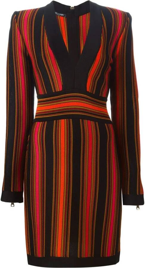 Balmain striped dress Zwart