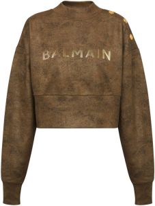 Balmain Sweater met logoprint Bruin