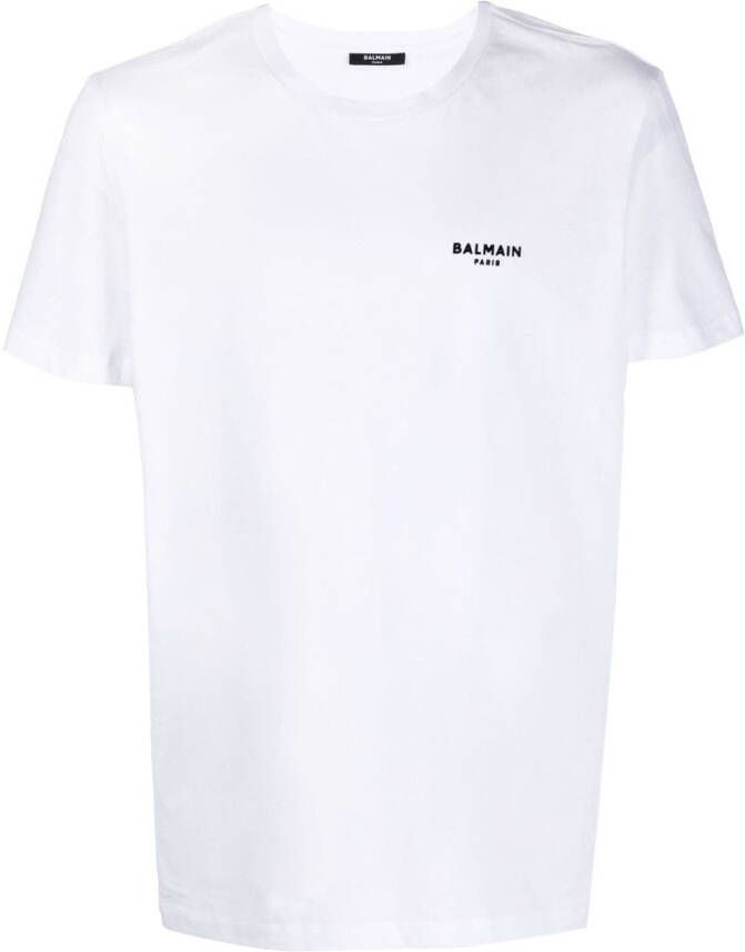 Balmain Katoenen T-shirt met geborduurd logo Wit
