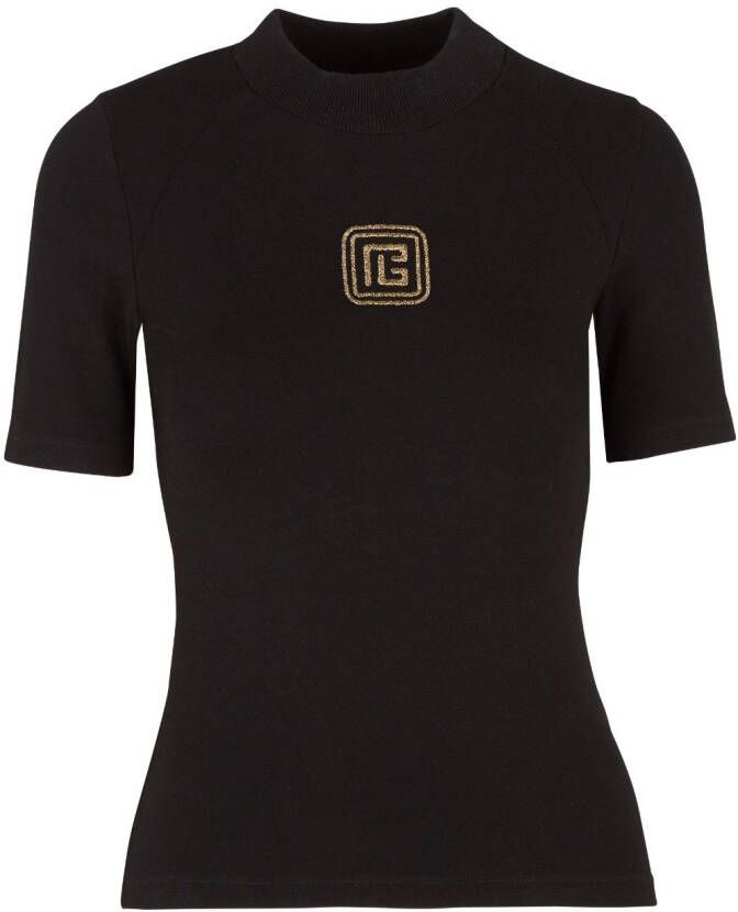 Balmain T-shirt met geborduurd logo Zwart