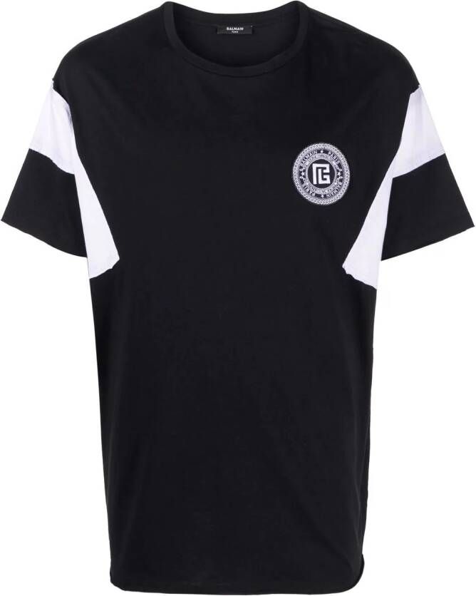 Balmain T-shirt met geborduurd logo Zwart