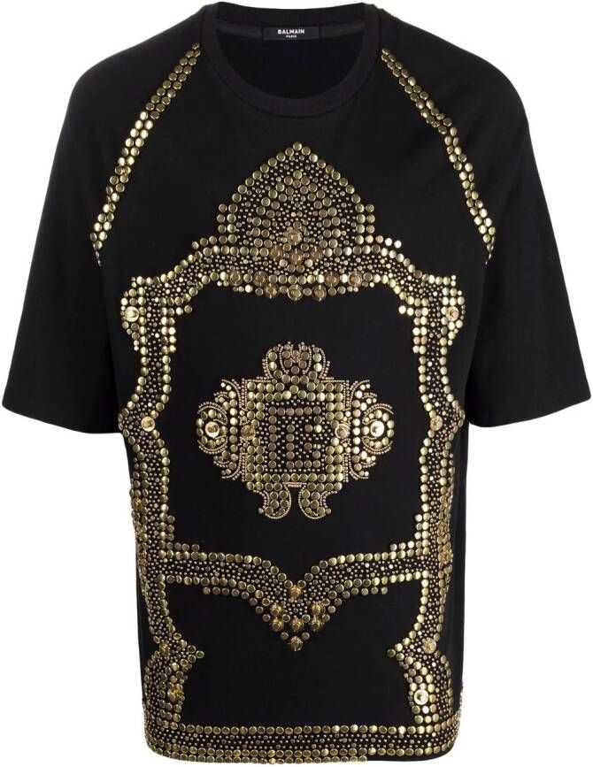 Balmain T-shirt met geborduurde studs Zwart