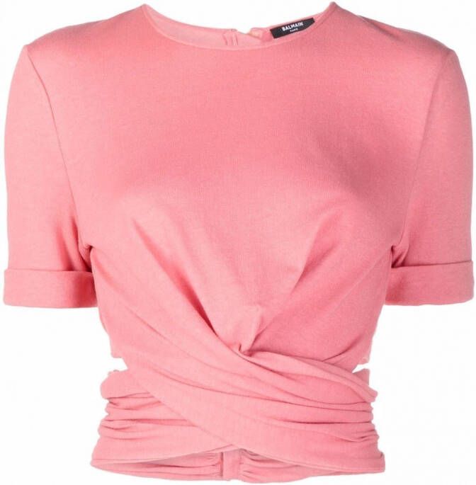 Balmain T-shirt met gedraaid detail Roze