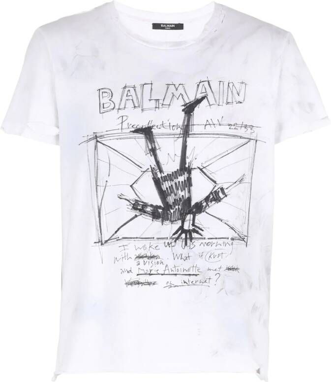 Balmain T-shirt met grafische print Wit