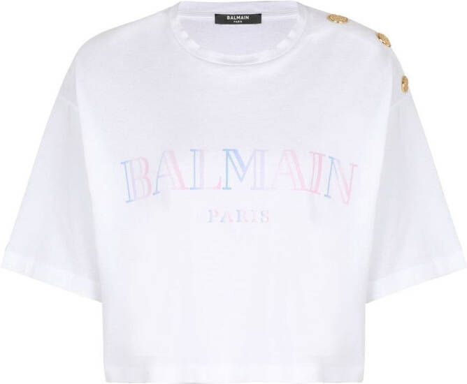 Balmain T-shirt met kleurverloop Wit