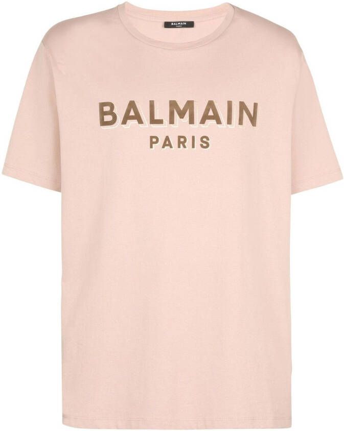 Balmain T-shirt met logo Beige
