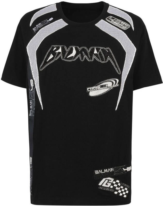 Balmain T-shirt met logo-patch Zwart