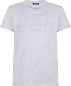Balmain Iconisch Logo Katoenen T-Shirt Grijs Heren