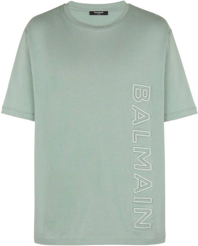 Balmain T-shirt met logo-reliëf Groen