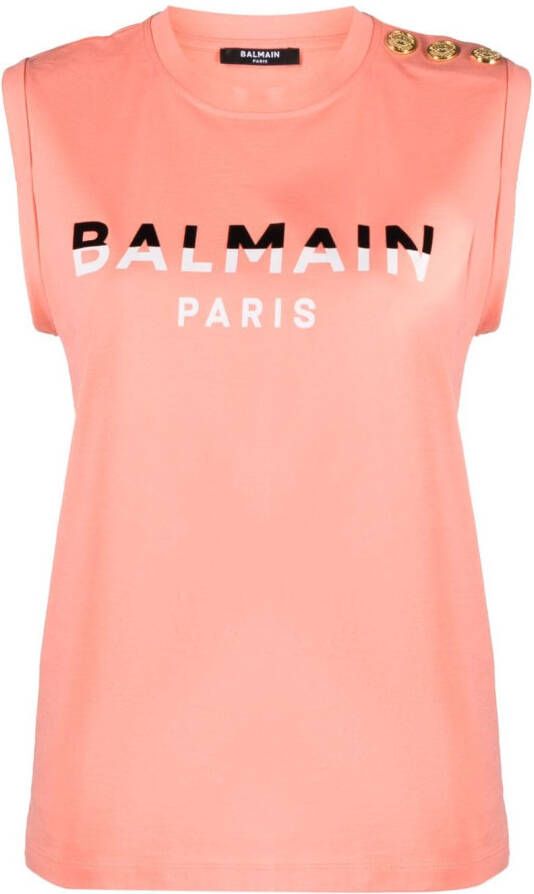 Balmain T-shirt met logo Roze