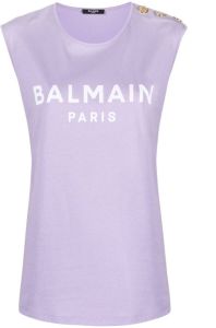Balmain T-shirt met logoprint Paars