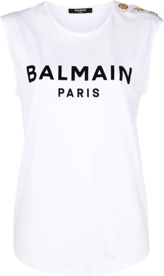 Balmain Ecologisch ontworpen katoenen T-shirt met logoprint White Dames