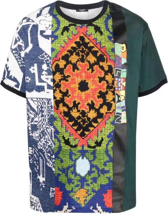 Balmain T-shirt met patchwork Groen