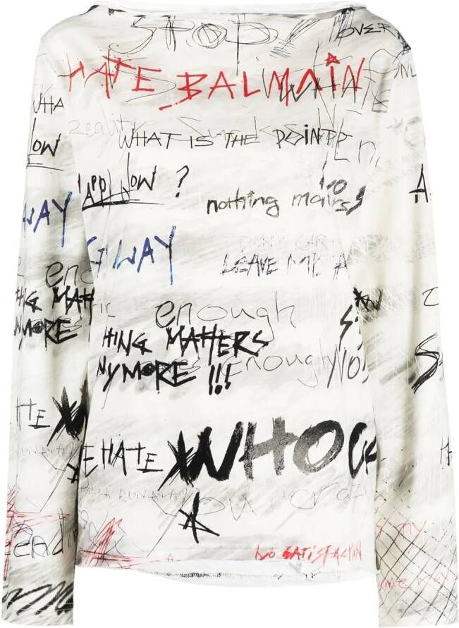 Balmain T-shirt met print Wit