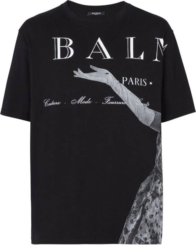Balmain T-shirt met print Zwart