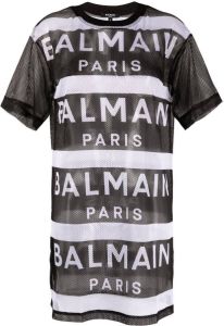 Balmain T-shirtjurk met logoprint Zwart