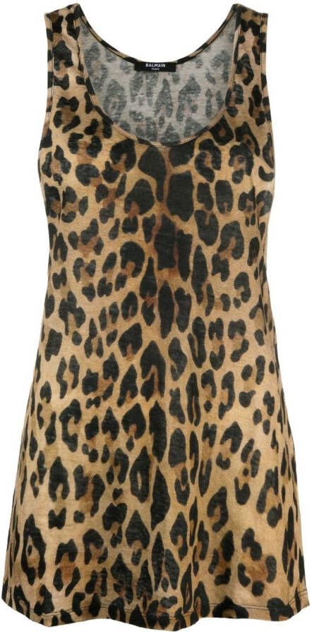 Balmain Top met luipaardprint Bruin