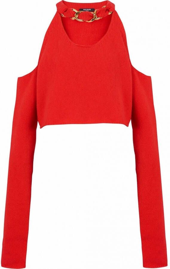 Balmain Top met open schouders Rood