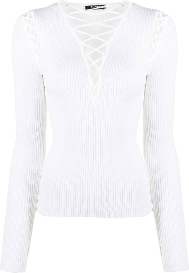 Balmain Top met veters Wit