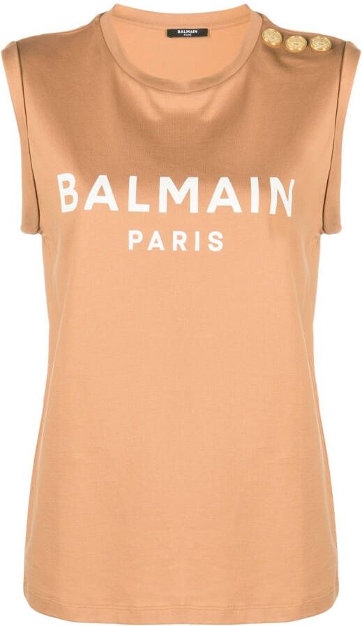 Balmain Top verfraaid met knopen Beige