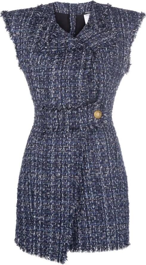 Balmain Tweed jurk Blauw