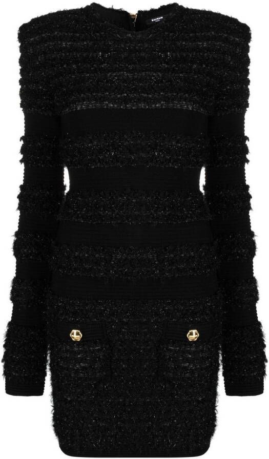 Balmain Tweed mini-jurk Zwart