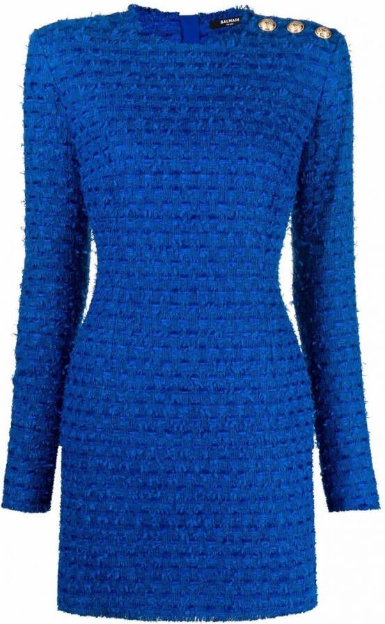 Balmain Tweed mini-jurk Blauw