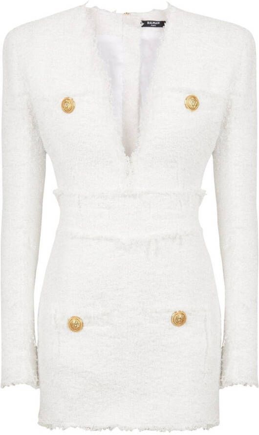 Balmain Robe courte en tweed Wit Dames