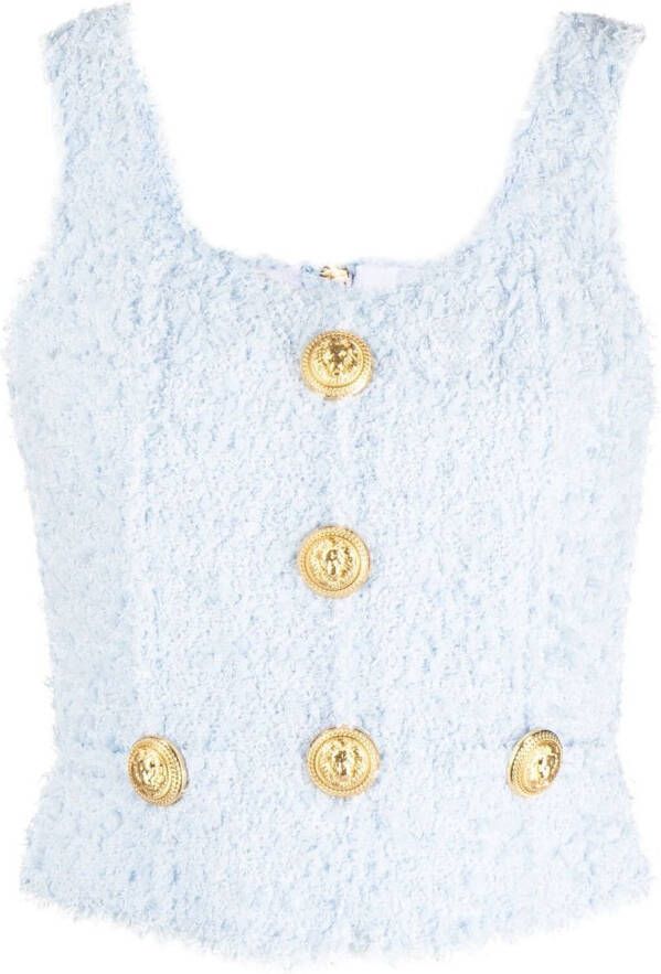 Balmain Tweed top Blauw