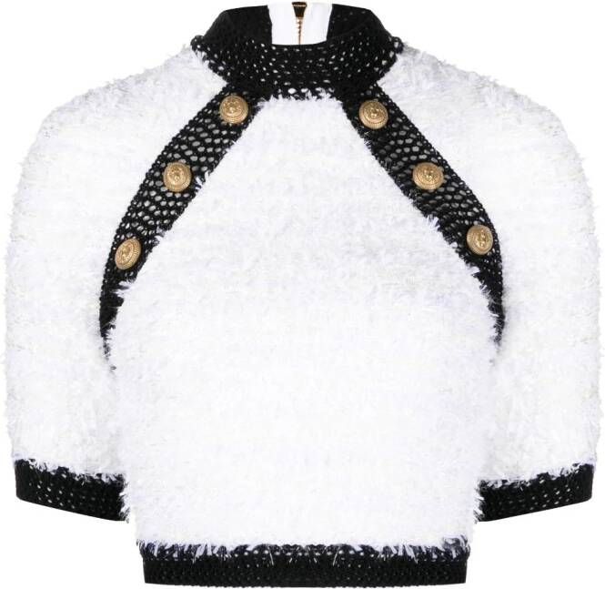 Balmain Tweed top Wit