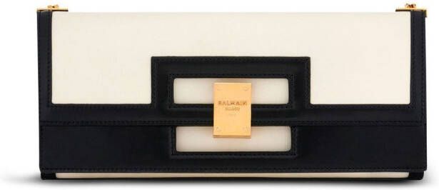 Balmain Oversized black and white leather 1945 Heritage clutch bag White Dames