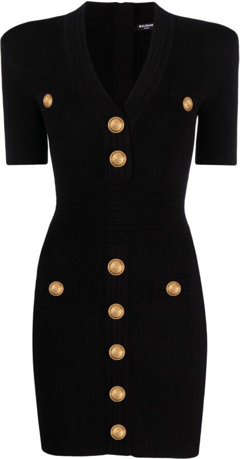 Balmain Gebreide mini-jurk Zwart