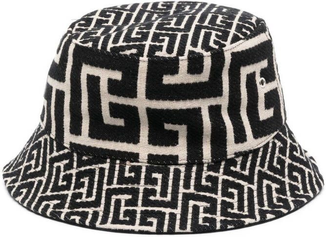 Balmain Vissershoed met jacquard Zwart