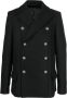 Balmain Wool pea coat with double-breasted silver-tone buttoned fastening Zwart Heren - Thumbnail 1